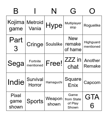 SGF Bingo Card