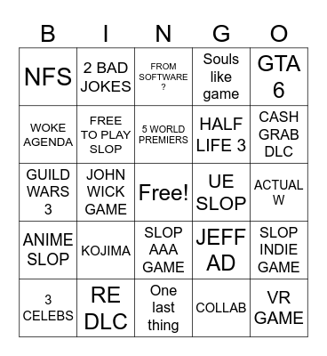 Summer Game Show 2026 Bingo Card