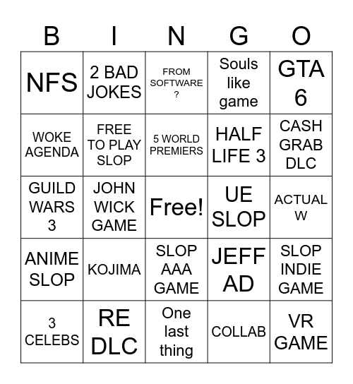 Summer Game Show 2026 Bingo Card