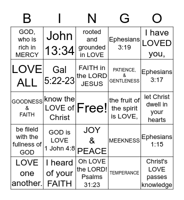 God is LOVE Bingo Card