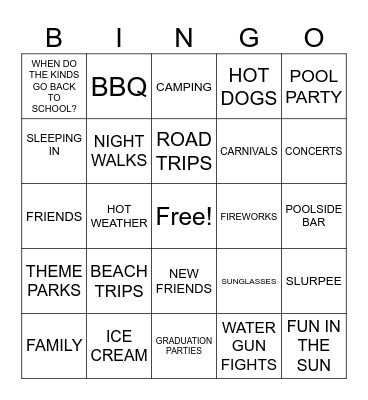 SUMMER VIBES Bingo Card