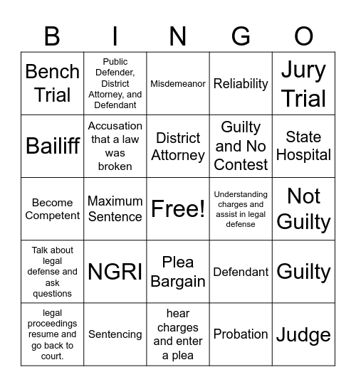 Competency Bingo Card