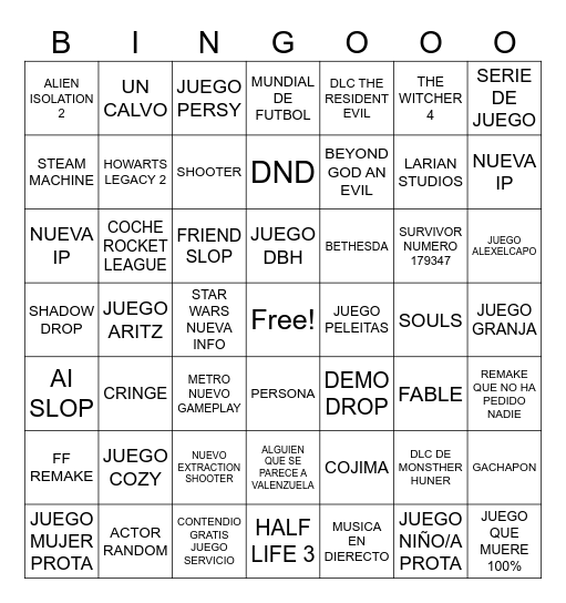 RG Bingo Card