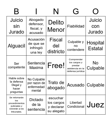 Competency Bingo Card