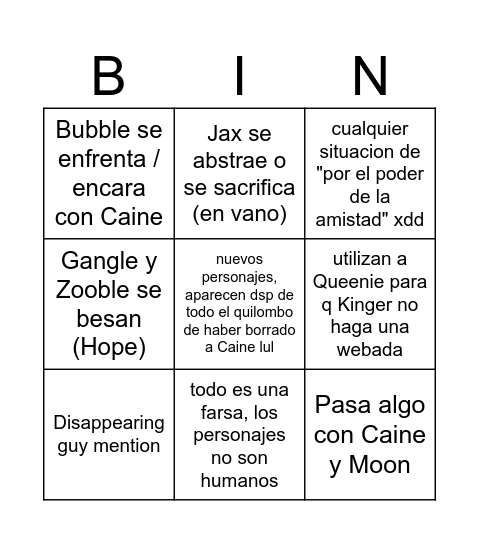TADC Bingo Card