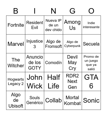 Summer Games Fest Bingo Card