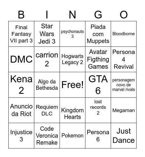 SUMMER GAME FEST Bingo Card