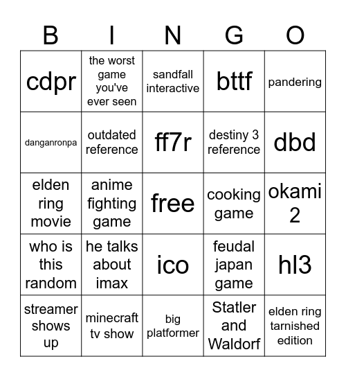 SGF 2026 Bingo Card