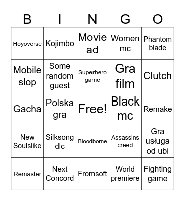 SGF Bingo Card