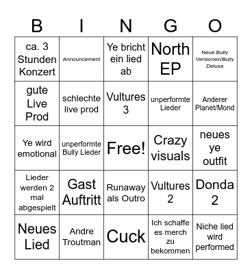 YE NETHERLANDS BINGO Card