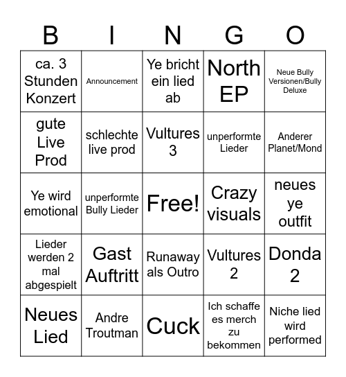 YE NETHERLANDS BINGO Card