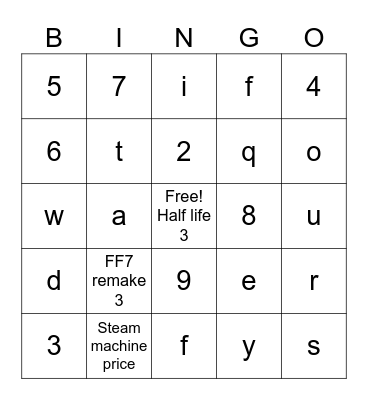 Geoff fest Bingo Card