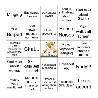 Skai Games Fest Bingo Card