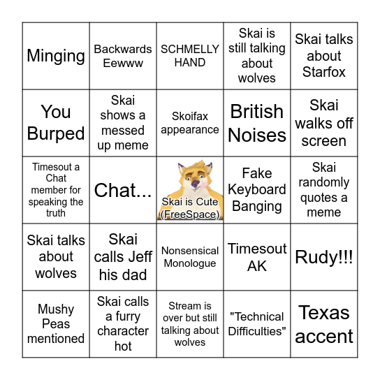 Skai Games Fest Bingo Card