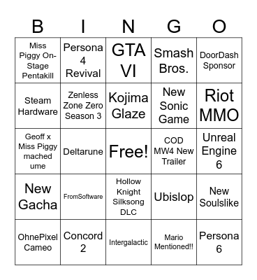 Nothing ever happens Bingo Card