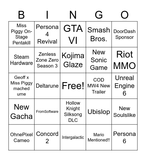 Nothing ever happens Bingo Card