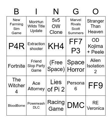 Summer Games Fest 2026 Bingo Card