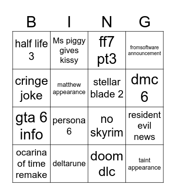 summer games fest Bingo Card