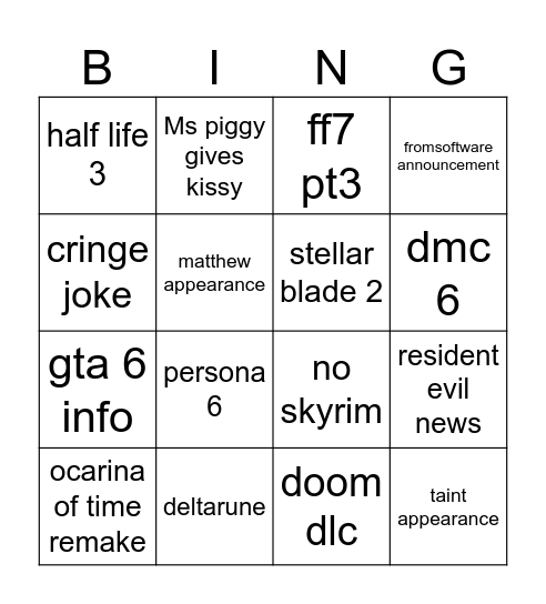 summer games fest Bingo Card