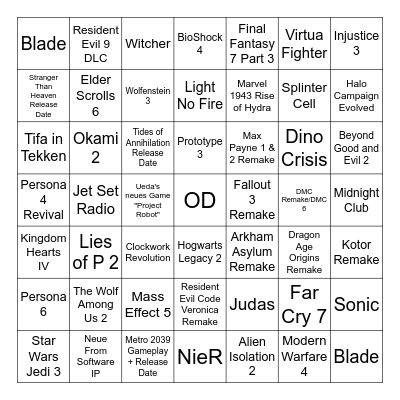 Summer Game Fest / XBOX Showcase 2026 Bingo Card