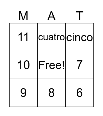 Bingo Suma  Bingo Card