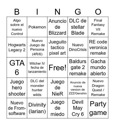 Summer Game Fest Bingo 2026 Bingo Card