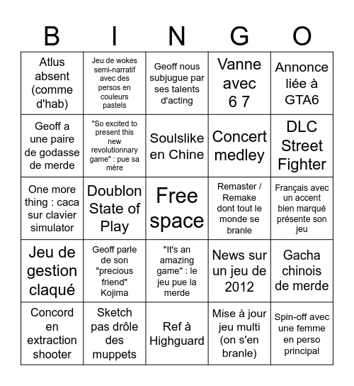 Summer Game Fest Bingo Card