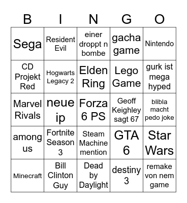 summergamefest Bingo Card