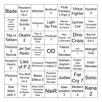 Summer Game Fest / XBOX Showcase 2026 Bingo Card