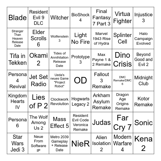 Summer Game Fest / XBOX Showcase 2026 Bingo Card