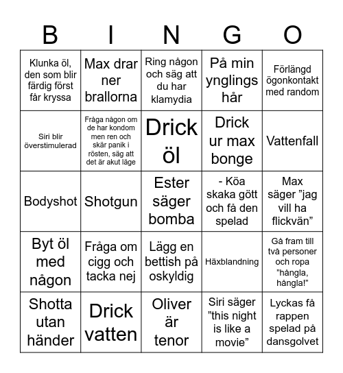 Lärarfest bingo Card