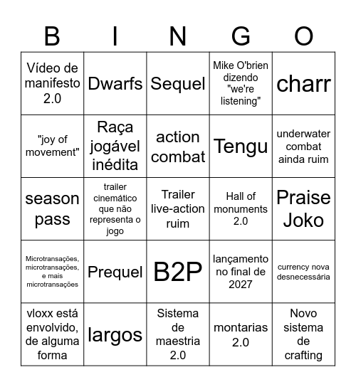 Guild Wars 3, confia Bingo Card