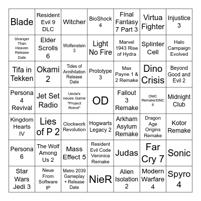 Summer Game Fest / XBOX Showcase 2026 Bingo Card
