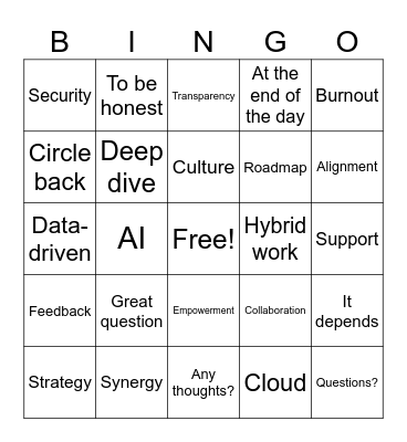 Spring IT Day Buzzword Bingo Card