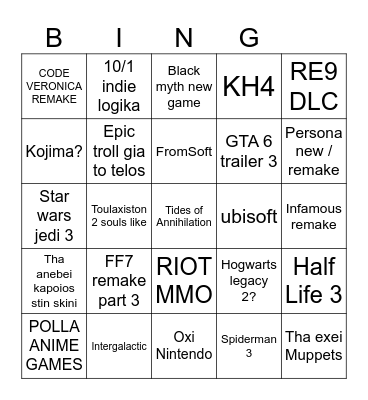 Words They Will Say During Summer Game Fest Bingo Card