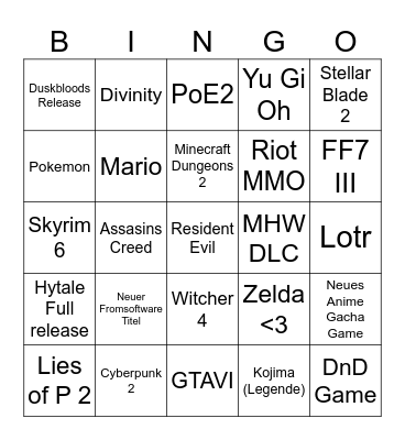 Summer Game Fest Bingo Card