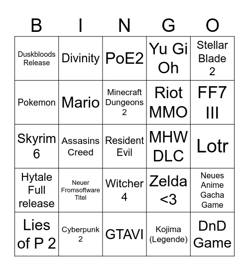 Summer Game Fest Bingo Card