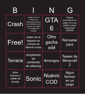 Summer Frutas Fest Bingo Card