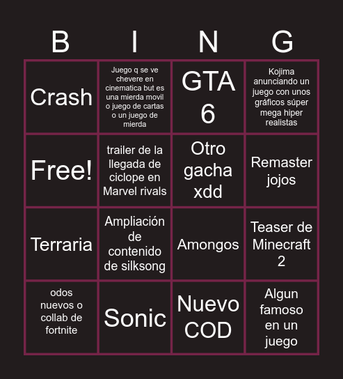 Summer Frutas Fest Bingo Card