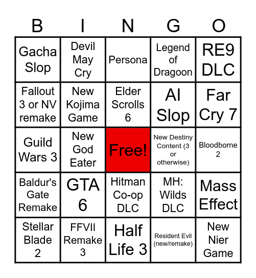 Summer Game Fest Bingo Card