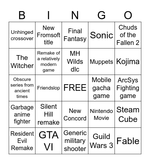 SGF 2026 Bingo Card
