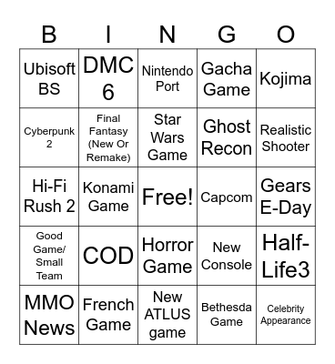 Summer Games Fest '26 Bingo Card