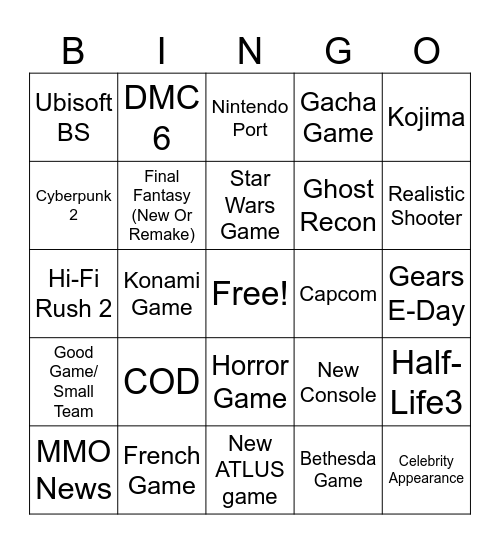 Summer Games Fest '26 Bingo Card