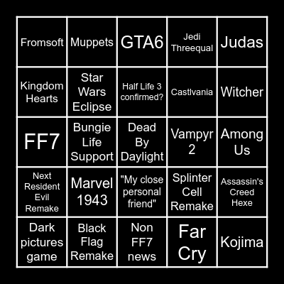 SGF 2026 Bingo Card