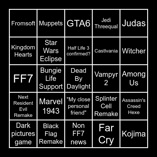 SGF 2026 Bingo Card