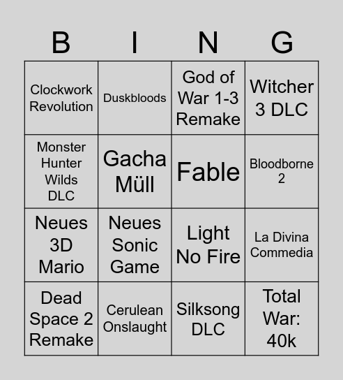 Summer Game Fest 2026 Predictions Bingo Card