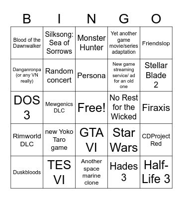 Summer Game Fes 2026 Bingo Card
