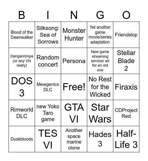 Summer Game Fes 2026 Bingo Card
