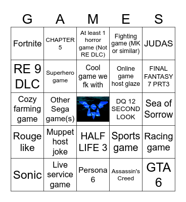 Summer game fest Bingo Card