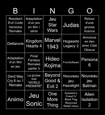 Summer Game Fest 2026 Bingo Card